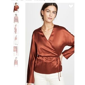 Vince Wrap Silk Tie Blouse